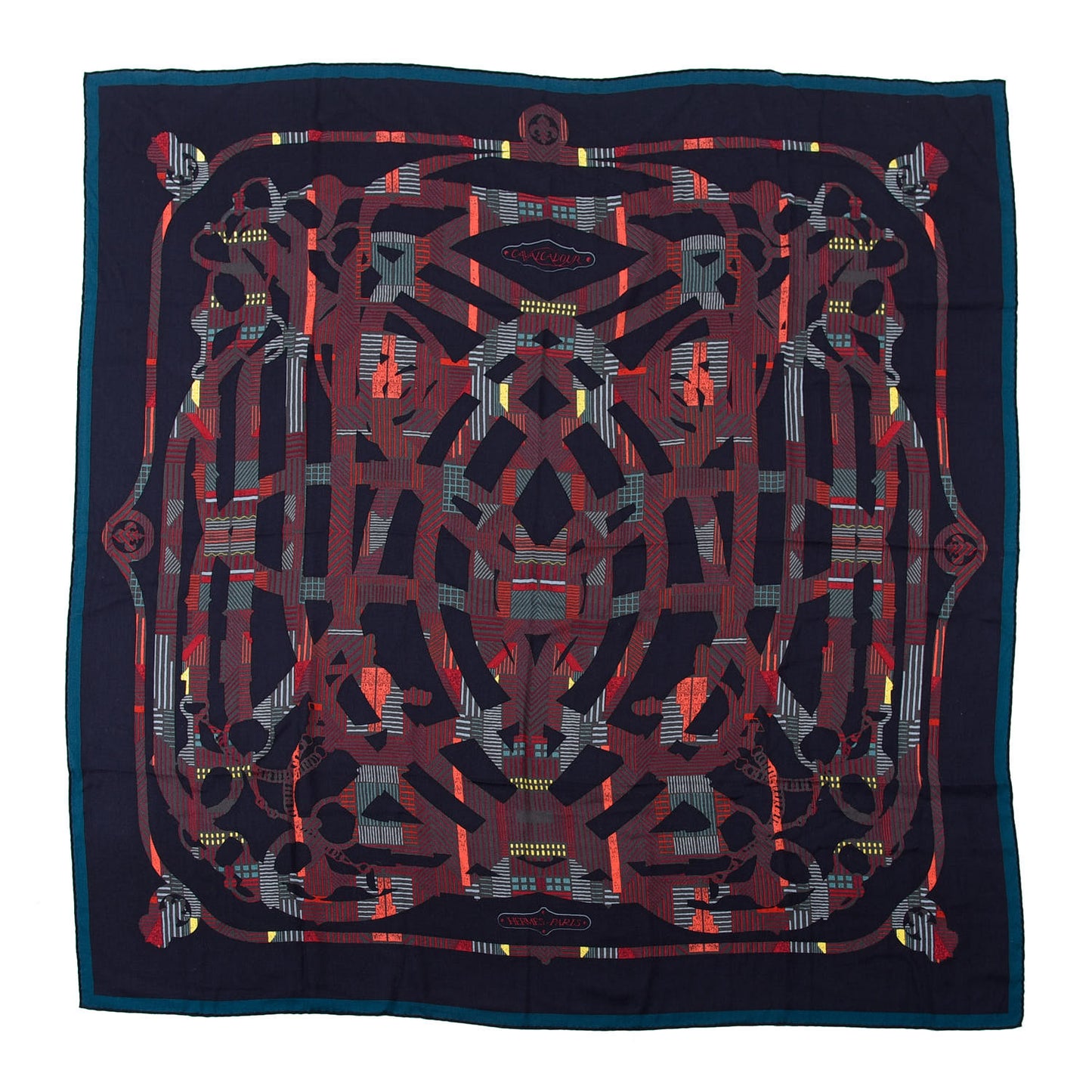 Cashmere Silk Cavalcadour Shawl 140 Caban Bordeaux Vert