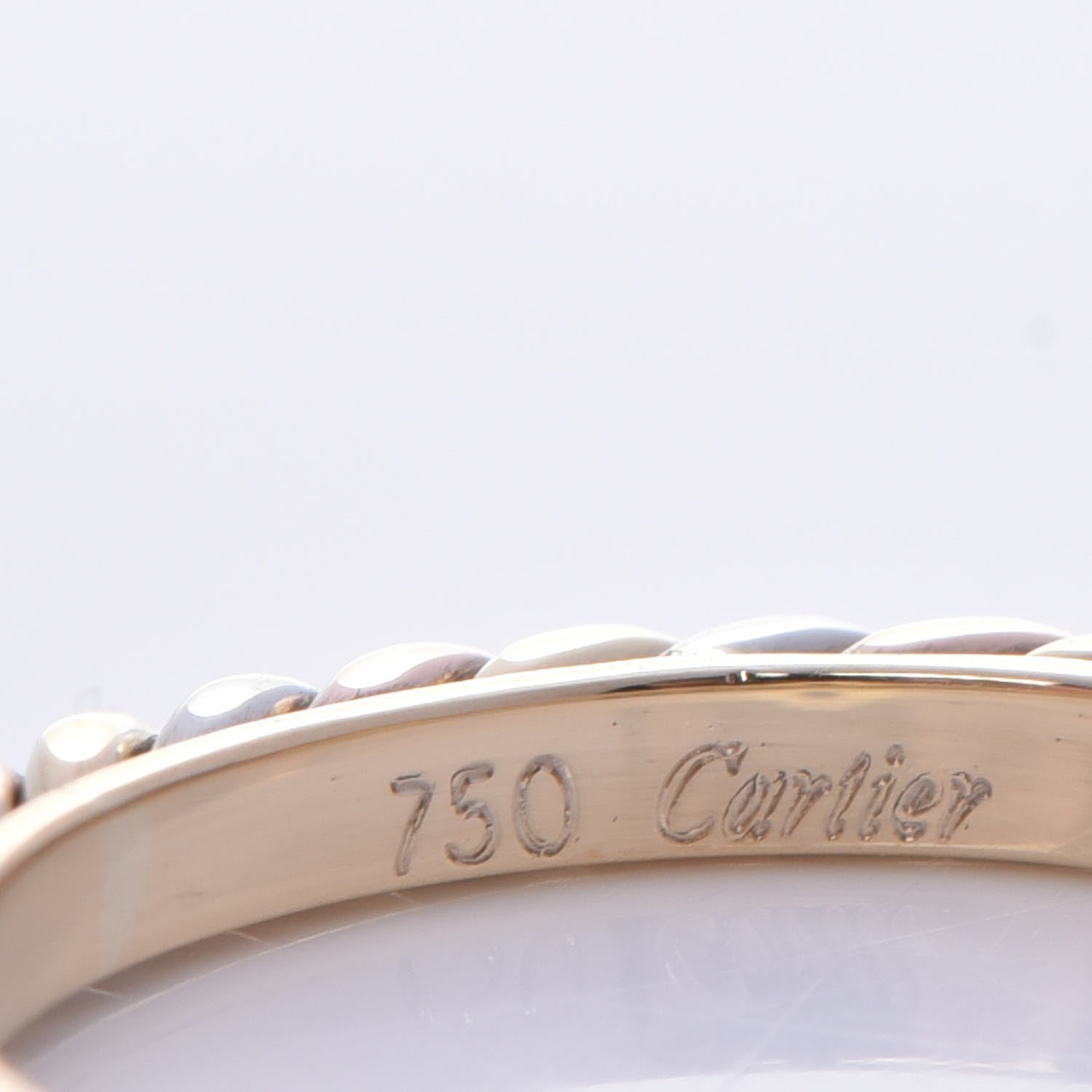 Cartier 18K Pink Yellow White Gold Emerald 2mm Cable Twist Ring 53 6.25 5 of 6