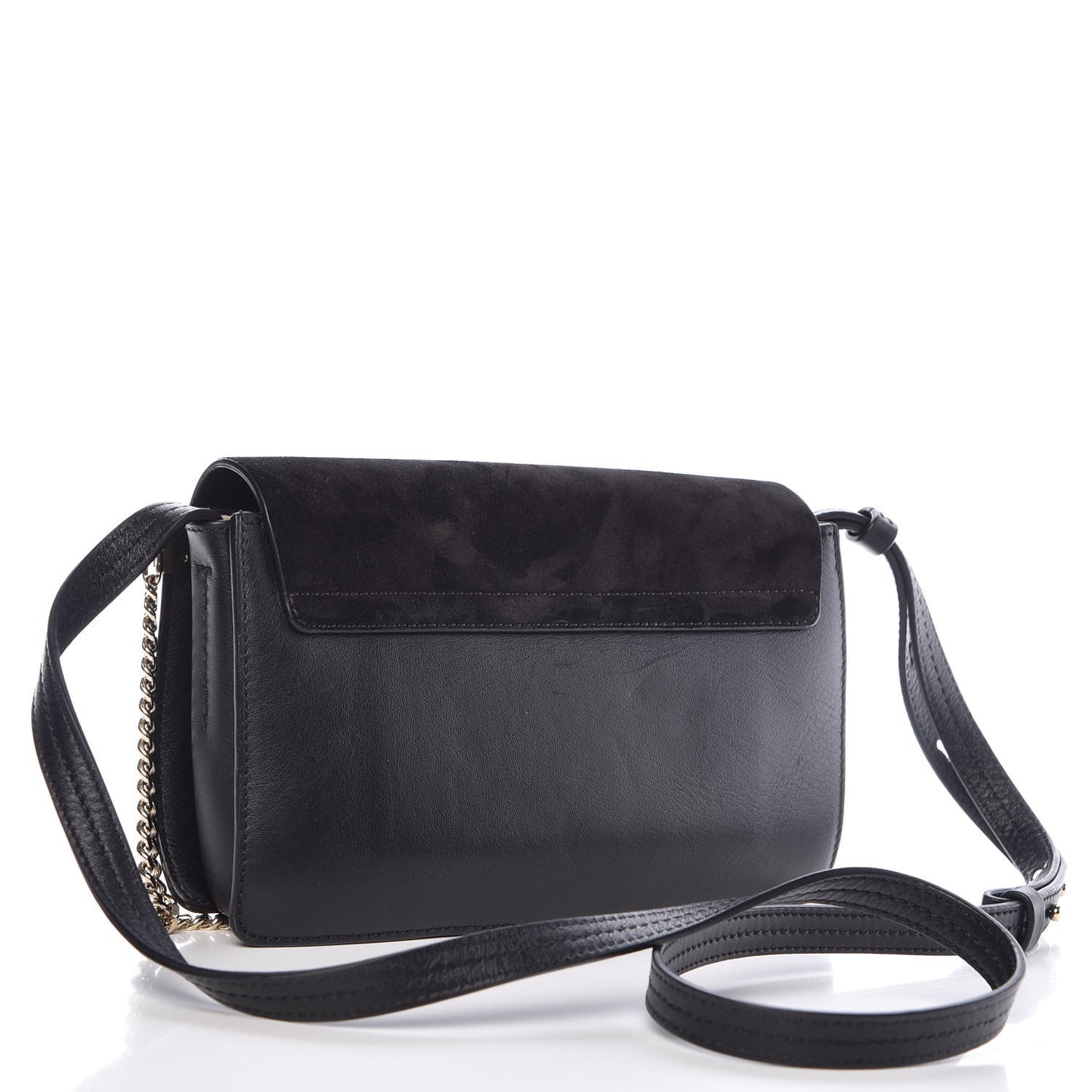 Suede Calfskin Small Faye Shoulder Bag Black