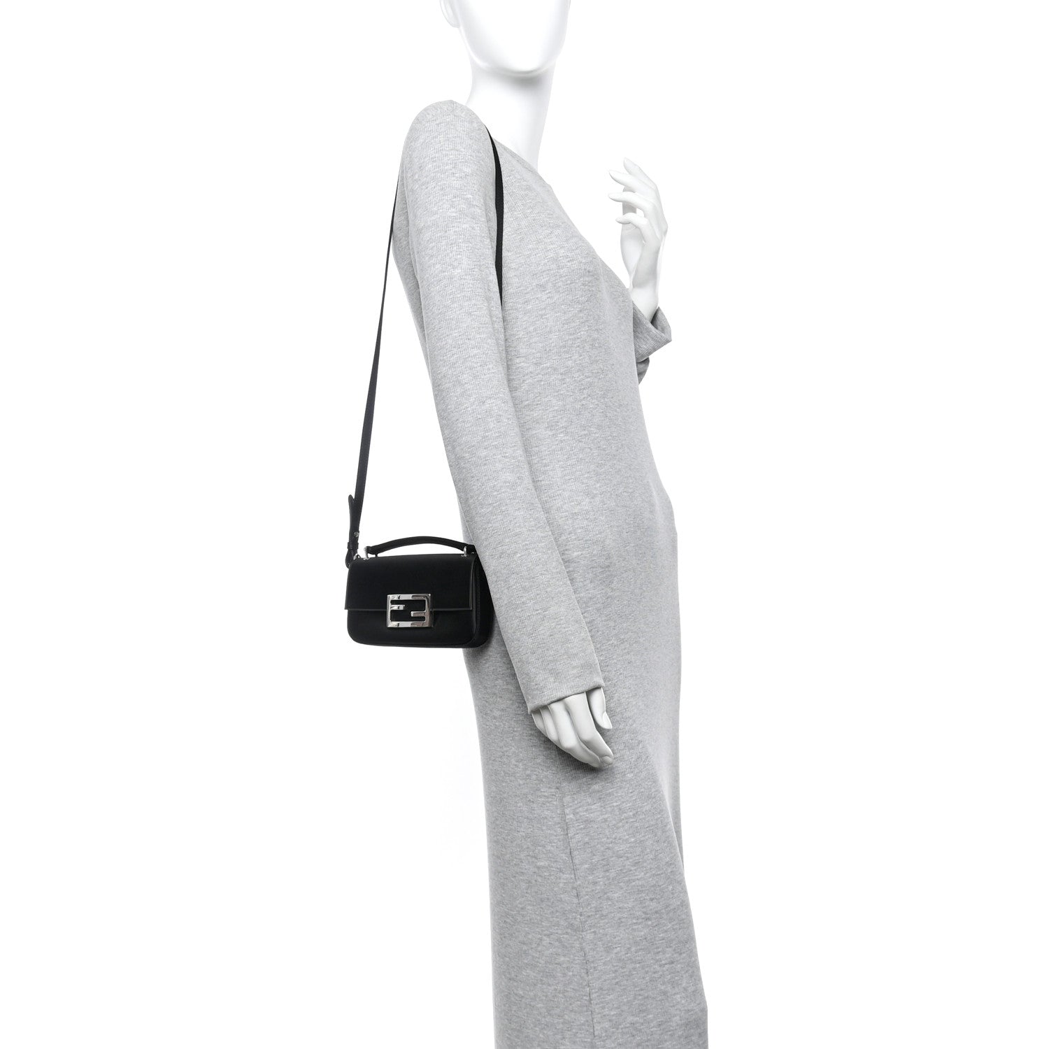 Fendi Silk Satin Phone Baguette Black 2 of 16
