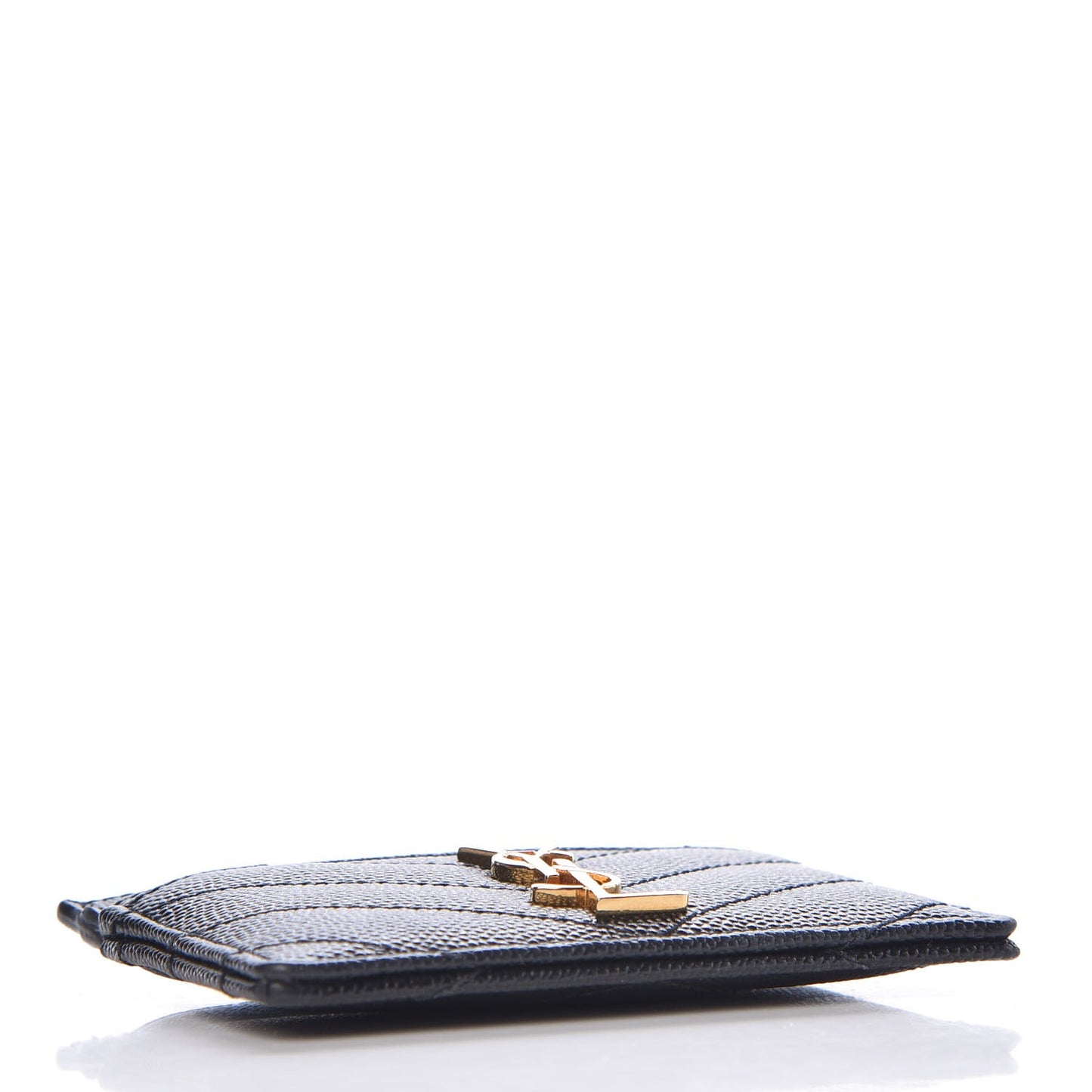 Grain De Poudre Matelasse Chevron Monogram Credit Card Case Black