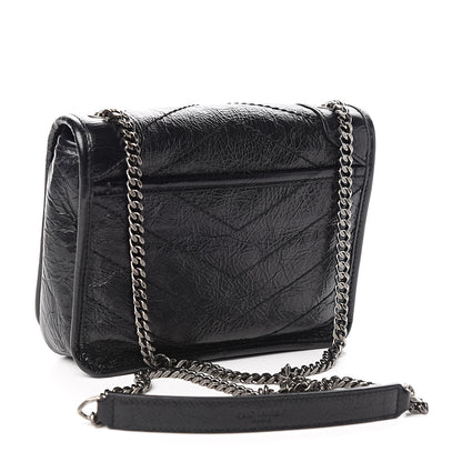 Saint Laurent Crinkled Calfskin Matelasse Monogram Niki Chain Wallet Black 3 of 10