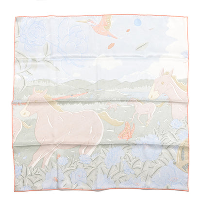 Hermes Silk Ivresse Au Vent Scarf 70 Bleu Pale Vert Amande 1 of 5