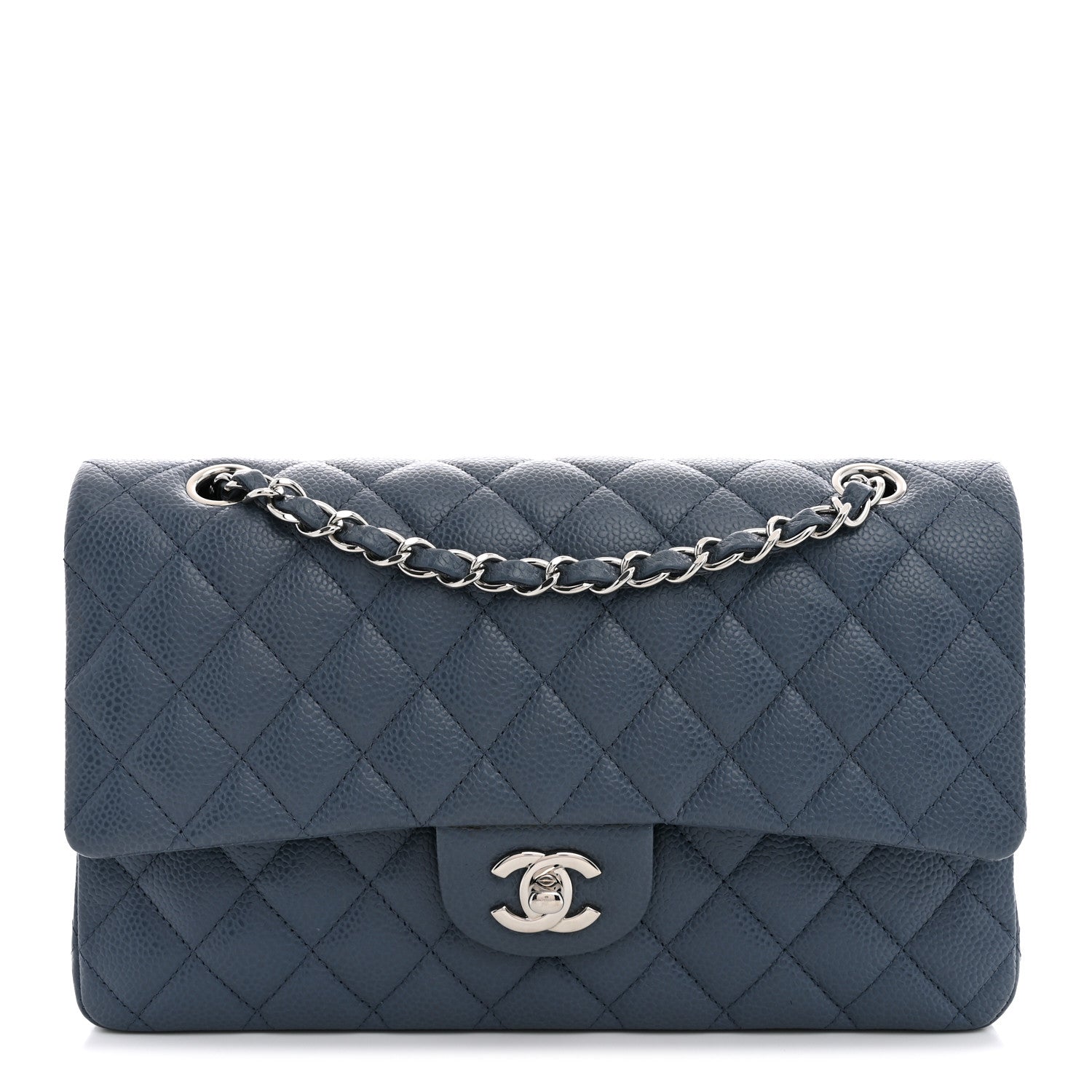 Chanel Caviar Quilted Medium Double Flap Blue 1 of 11