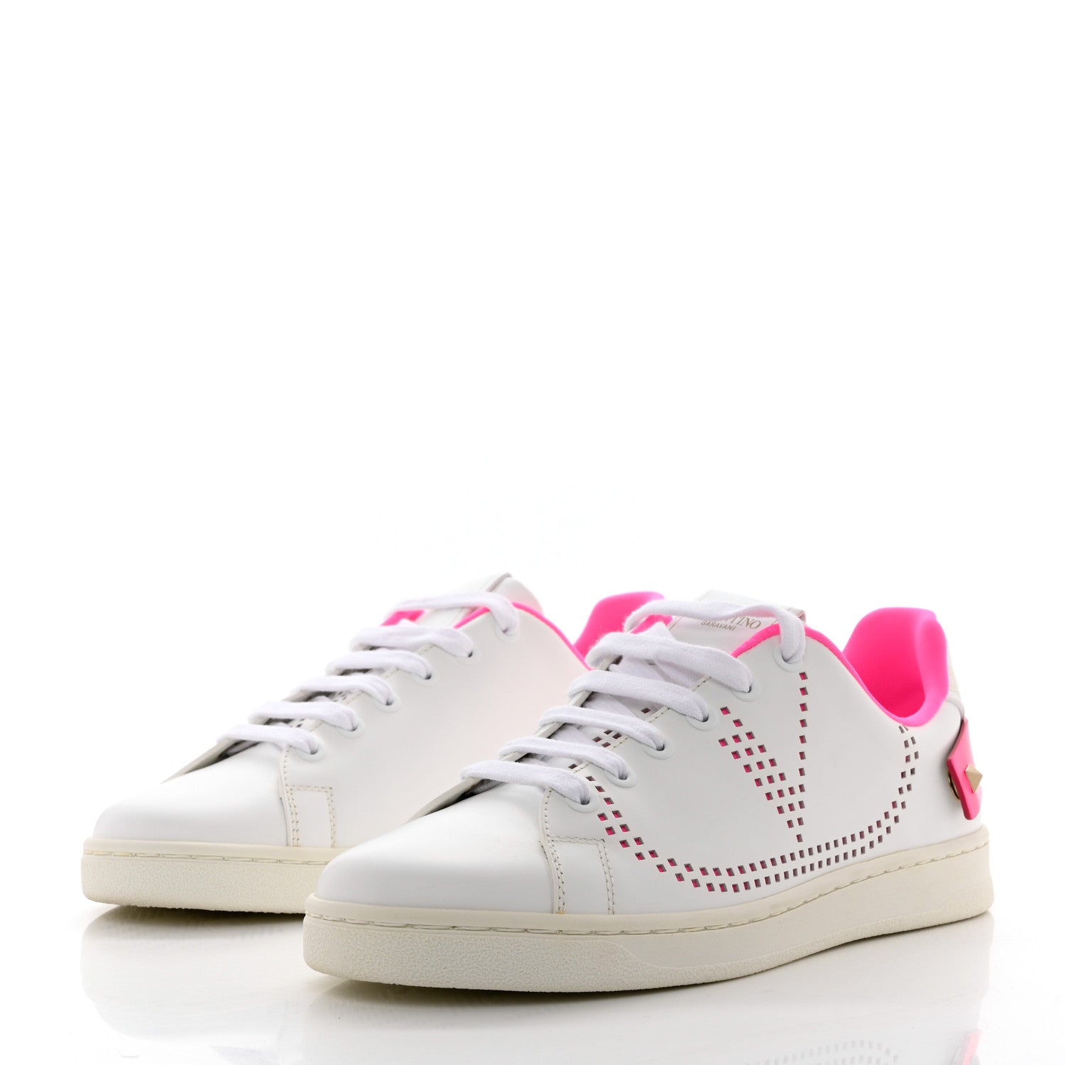 Valentino Garavani Calfskin Womens Backnet Sneakers 37 White Fuchsia 3 of 8