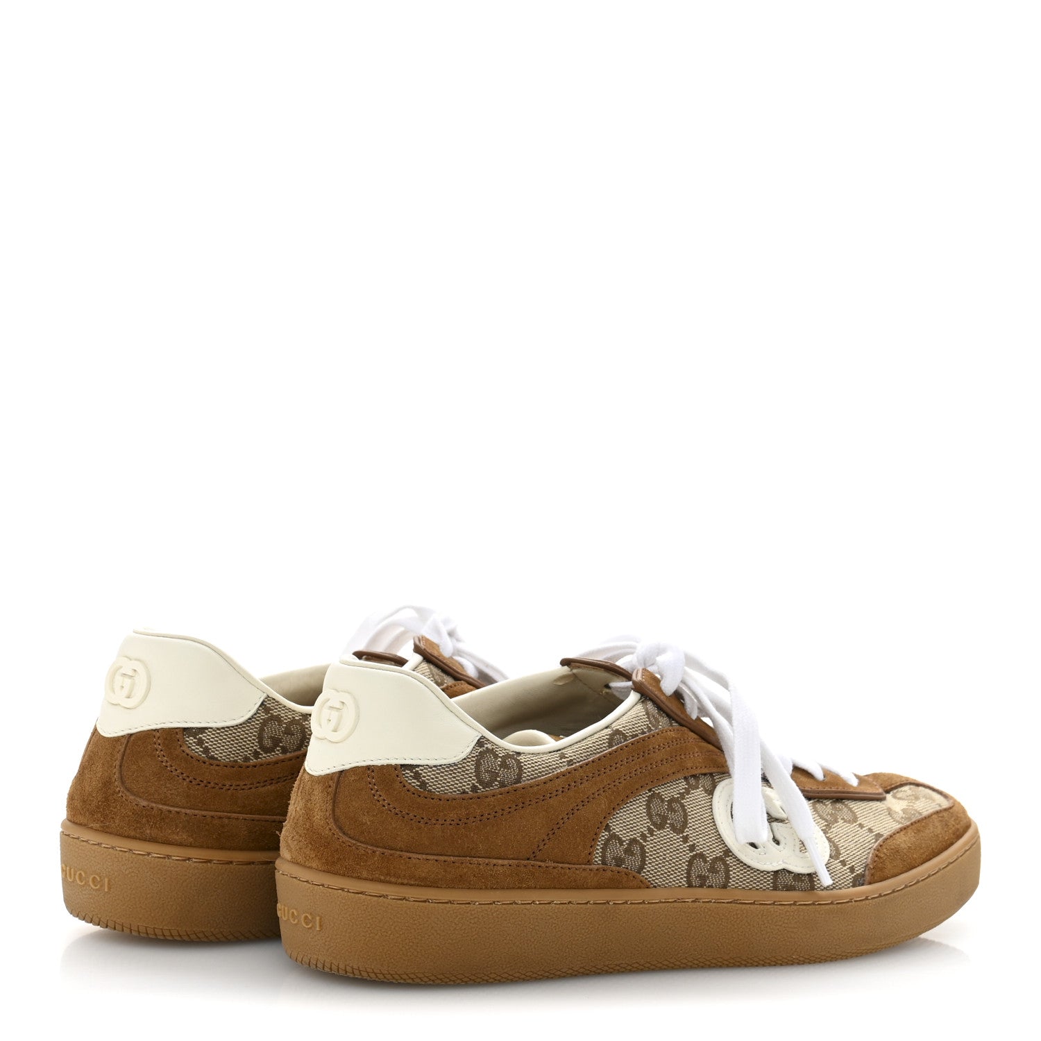 Gucci Suede GG Monogram Womens G75 Sneakers 37.5 Beige Dark Brown 5 of 9