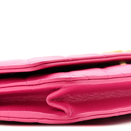 Chanel Lambskin Quilted Studded CC Wallet On Chain WOC Dark Pink 10 of 15