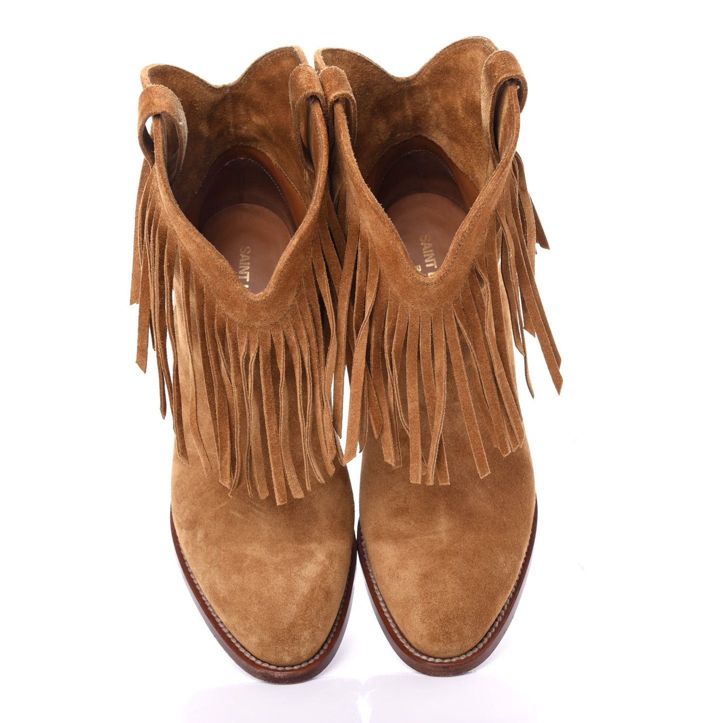 Suede New Western 80 Fringe Ankle Boots 38.5 Tan