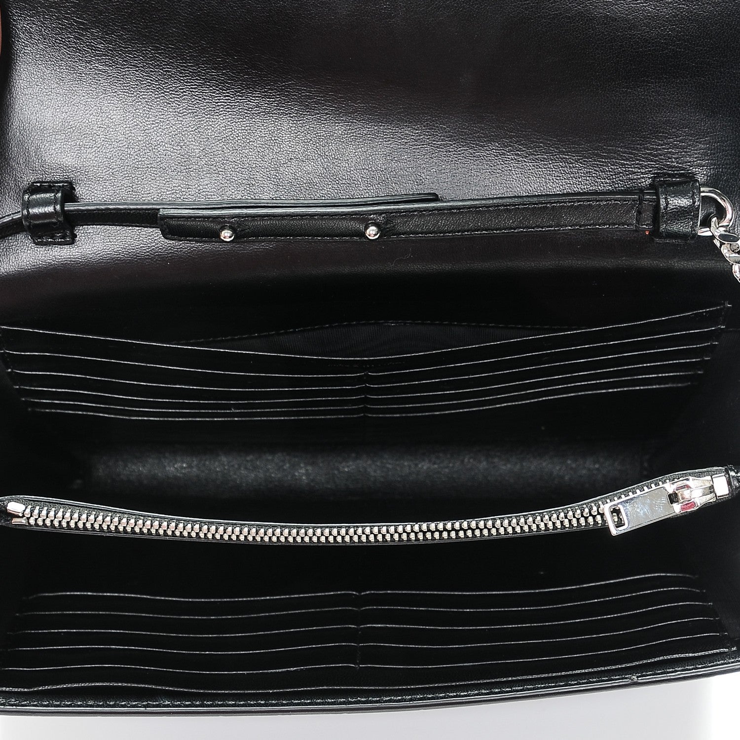 Saint Laurent Calfskin Crocodile Embossed Monogram Chain Wallet Nero Black 5 of 8