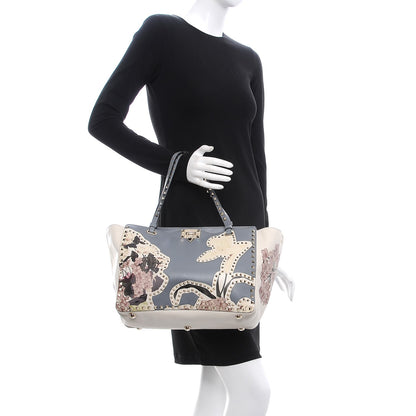 Valentino Garavani Vitello Monogram Kimono 1997 Print Medium Rockstud Tote Light Blue 3 of 7