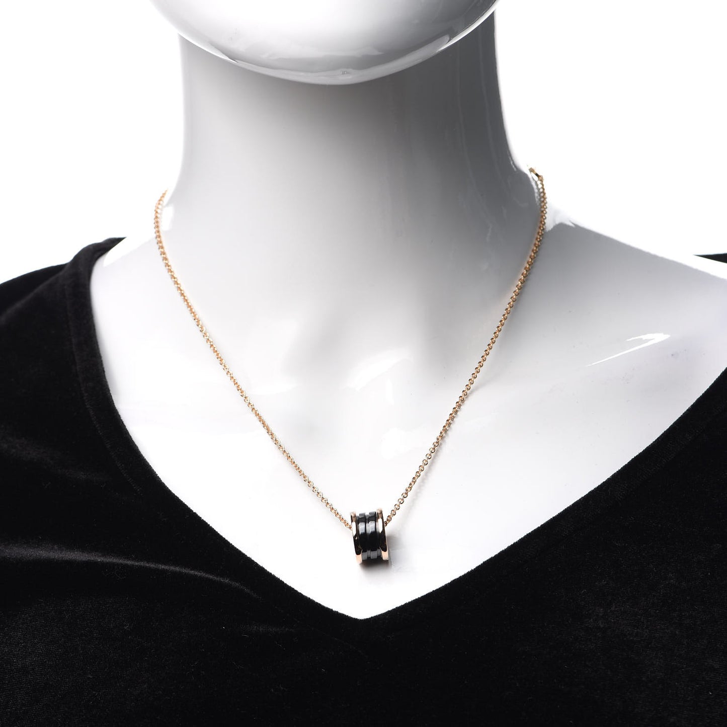 18K Rose Gold Black Ceramic B.Zero1 Pendant Necklace