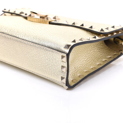Valentino Garavani Metallic Pebbled Calfskin Medium Rockstud Flip Lock Crossbody Bag Platino 6 of 8