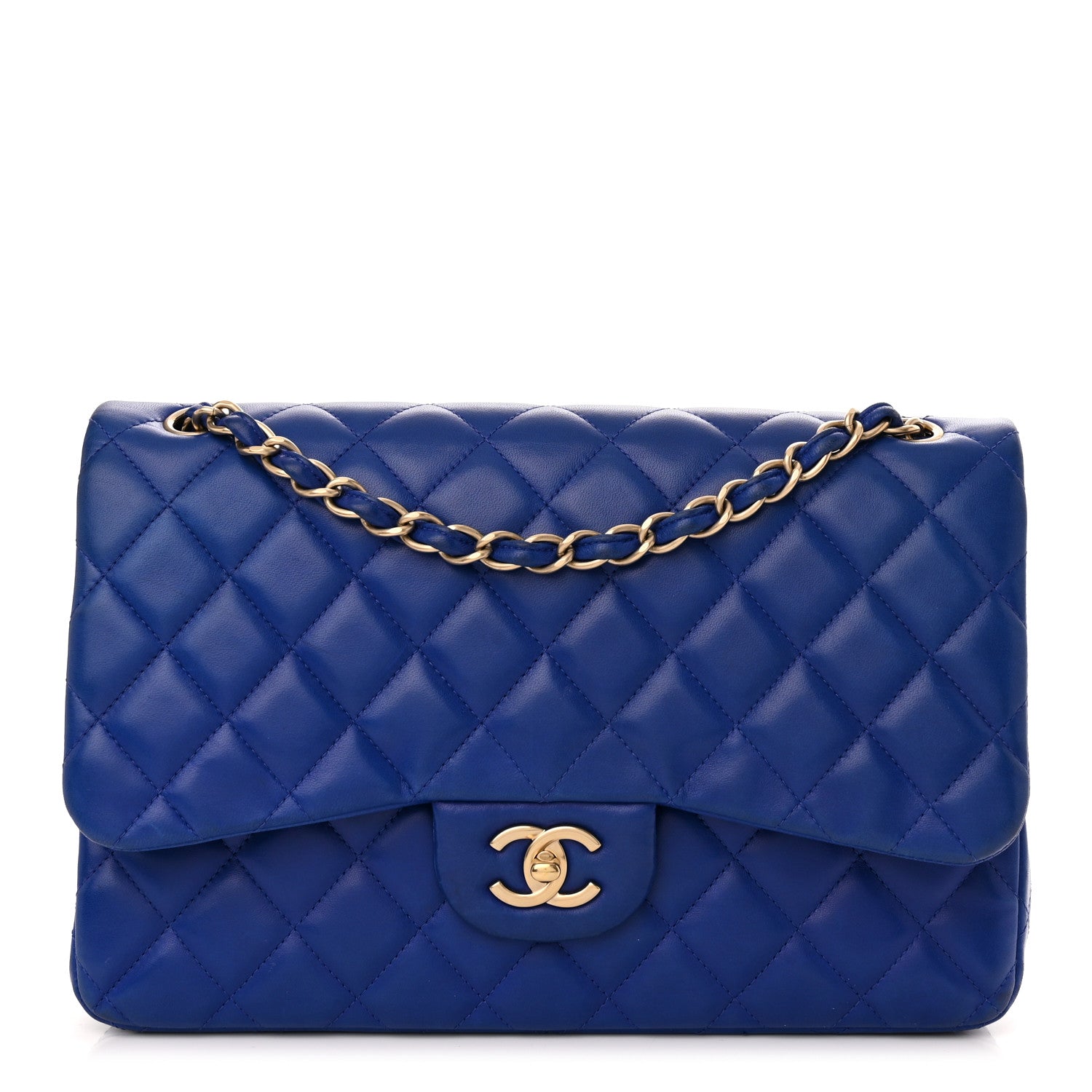 Chanel Lambskin Quilted Jumbo Double Flap Blue 1 of 18