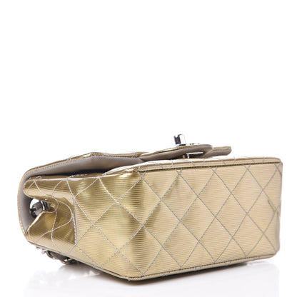 Chanel Striated Patent Quilted Mini Square Flap Gold 4 of 8