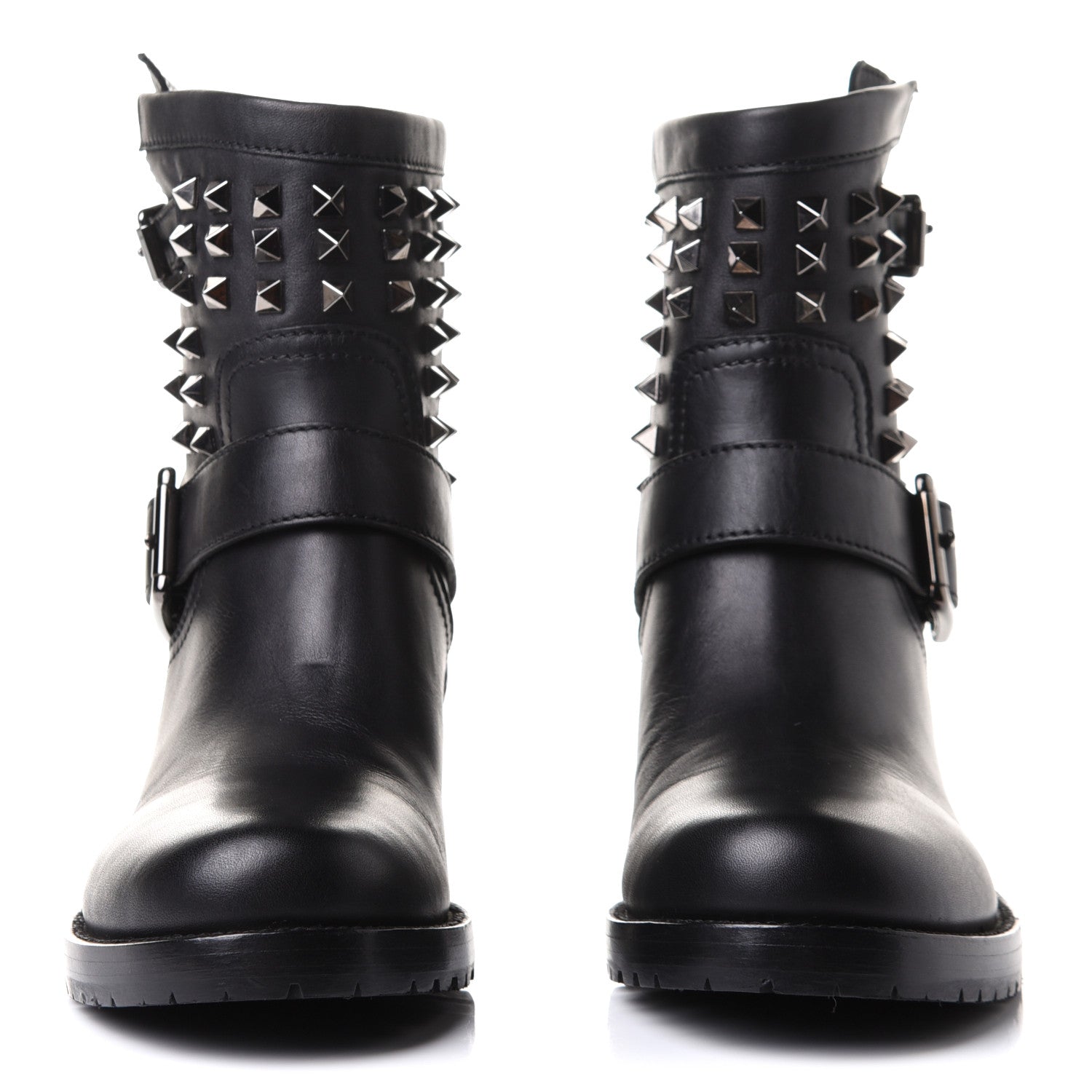 Valentino Garavani Calfskin Rockstud 30mm Biker Boots 38 Black 2 of 14