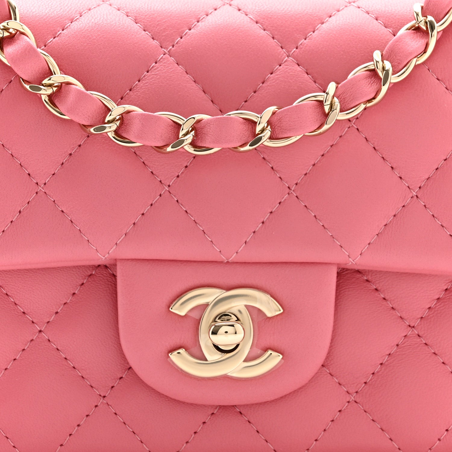 Chanel Lambskin Quilted Mini Rectangular Flap Pink 8 of 10