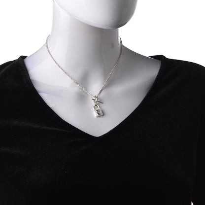 Hermes Sterling Silver Cadenas Kelly Lock Pendant Necklace 2 of 6