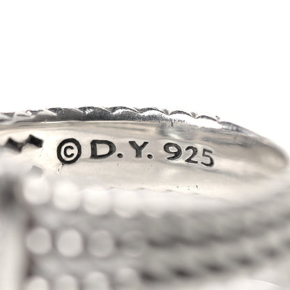 David Yurman Sterling Silver Diamond Prasiolite 10mm Petite Wheaton Ring 50 5.5 5 of 5