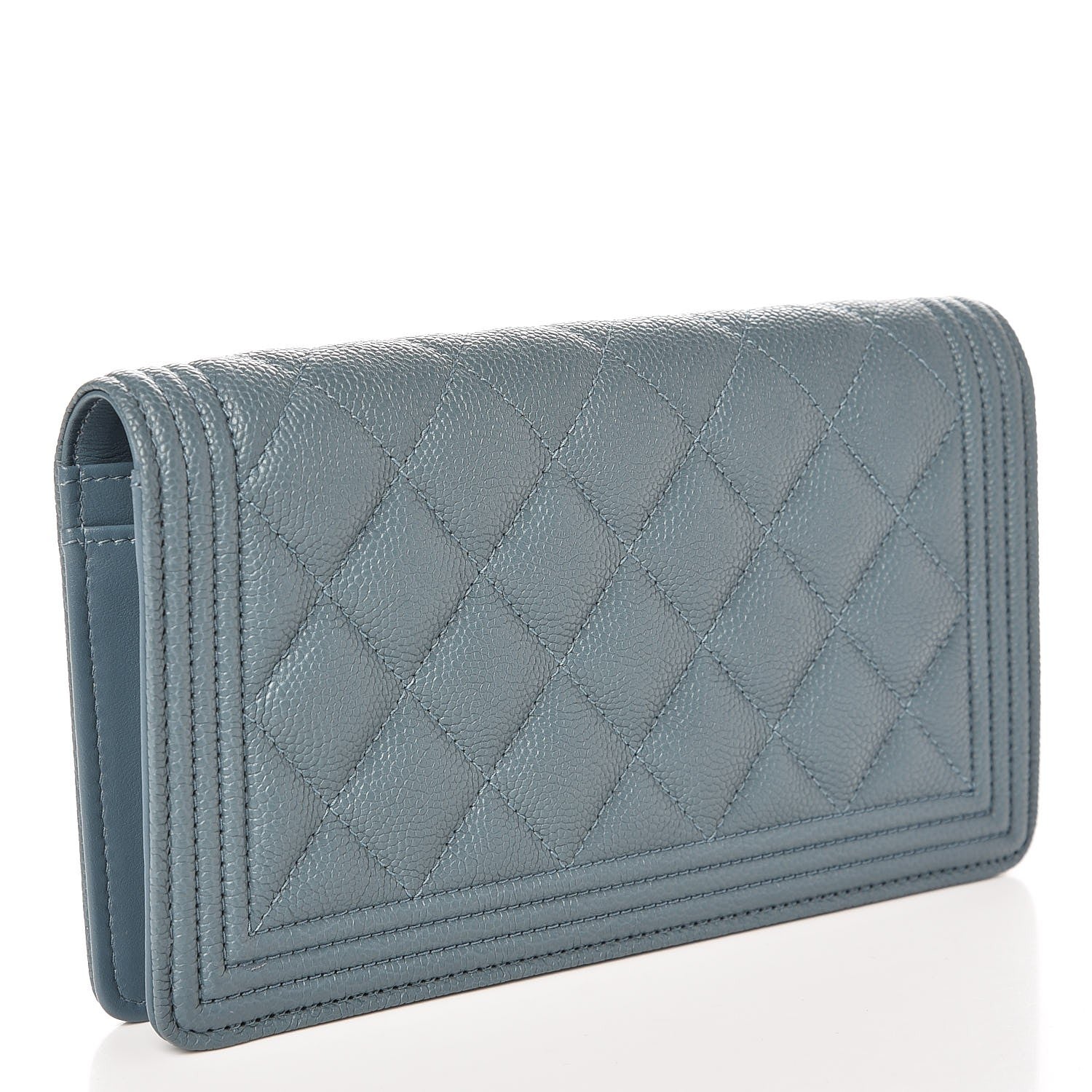Chanel Caviar Quilted Boy Yen Wallet Blue 4 of 18
