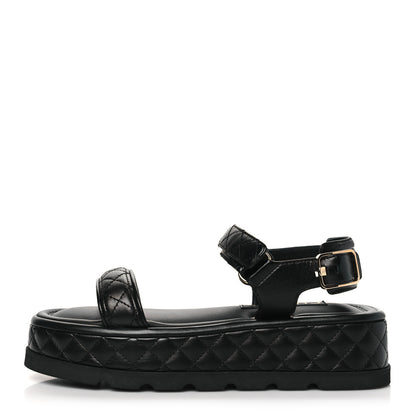 Chanel Lambskin Quilted Platform Sandals 39 Black 1 of 9