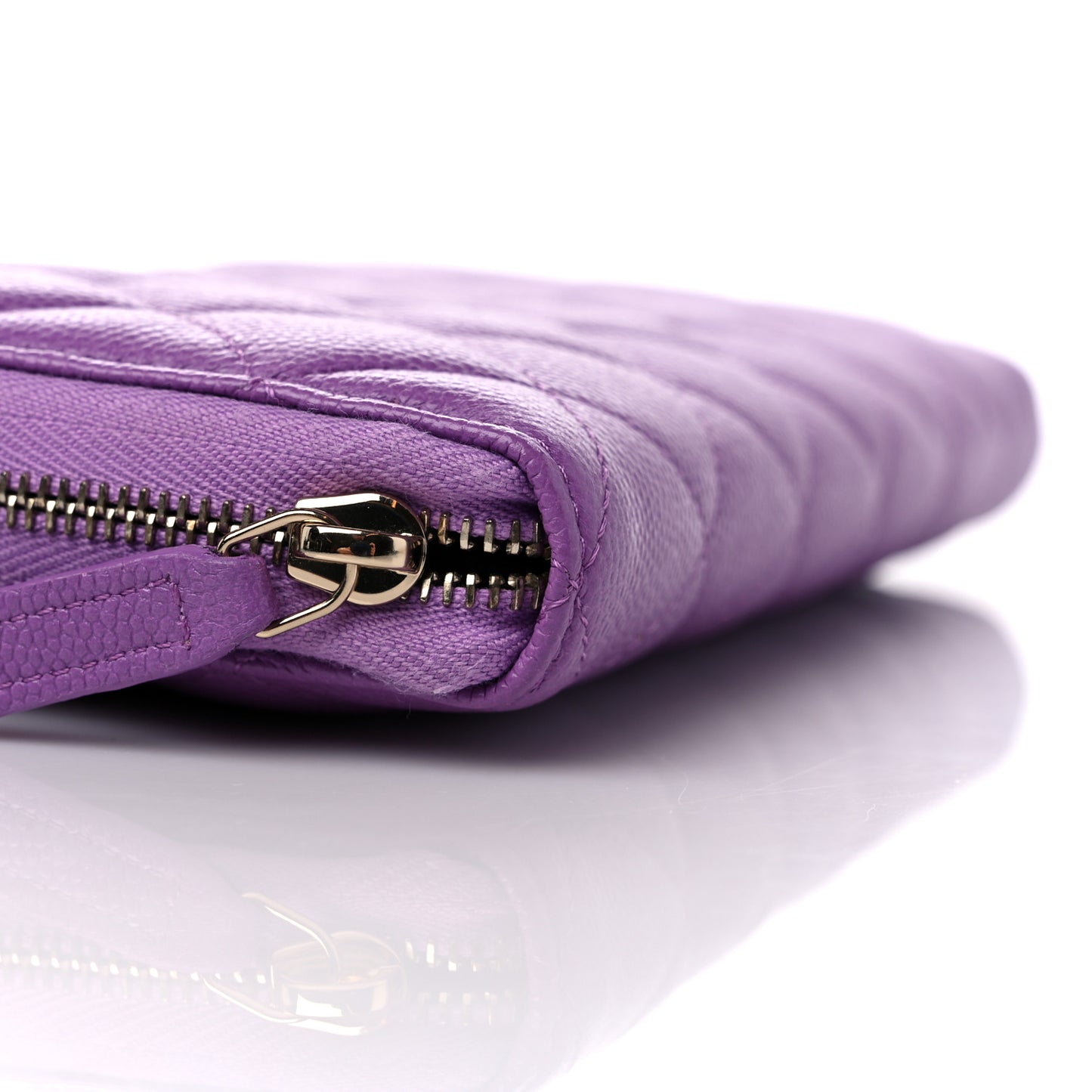 Caviar Quilted Large Gusset Zip Around Wallet Purple