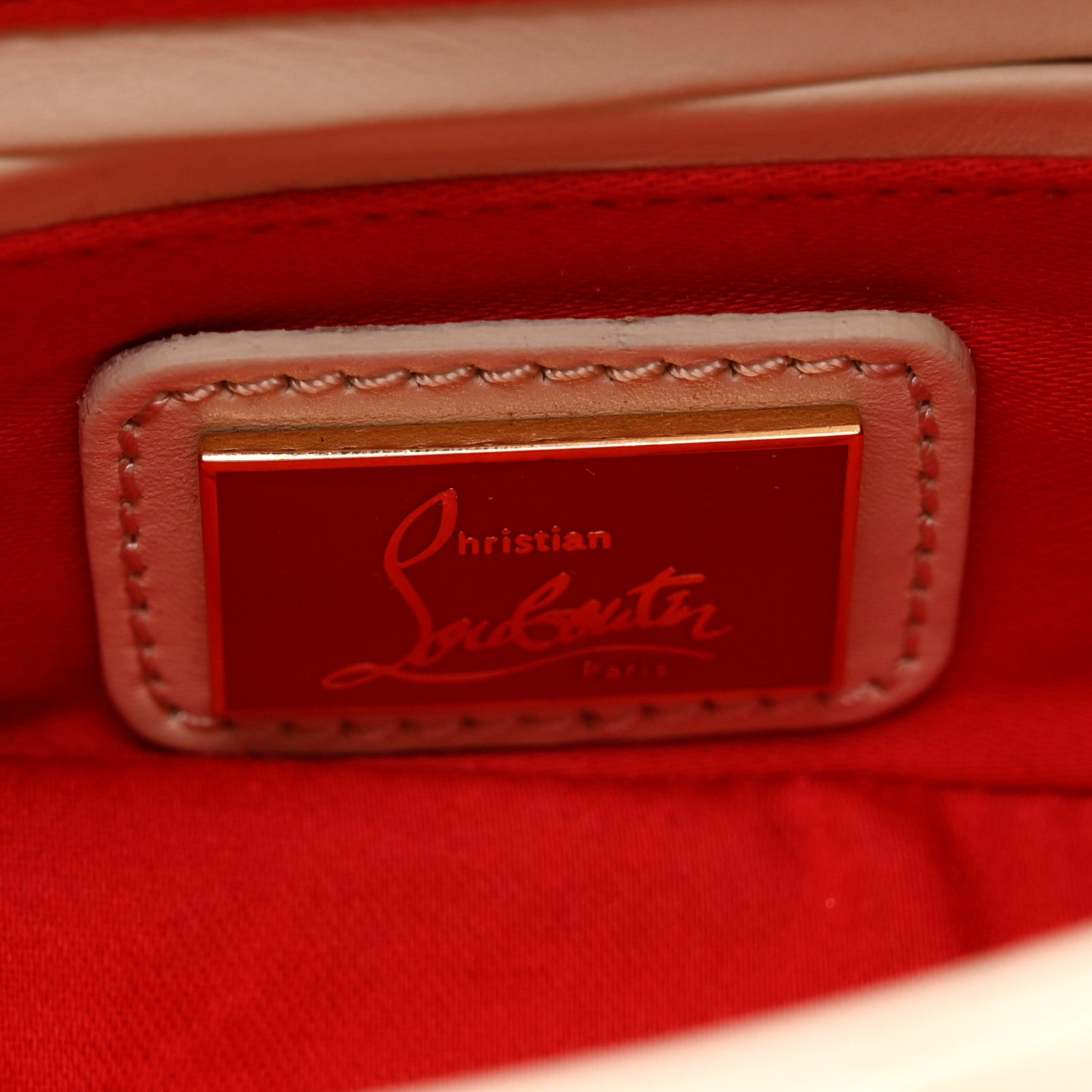 Christian Louboutin Calfskin Spikes Sweety Charity Shoulder Bag Beige 6 of 10