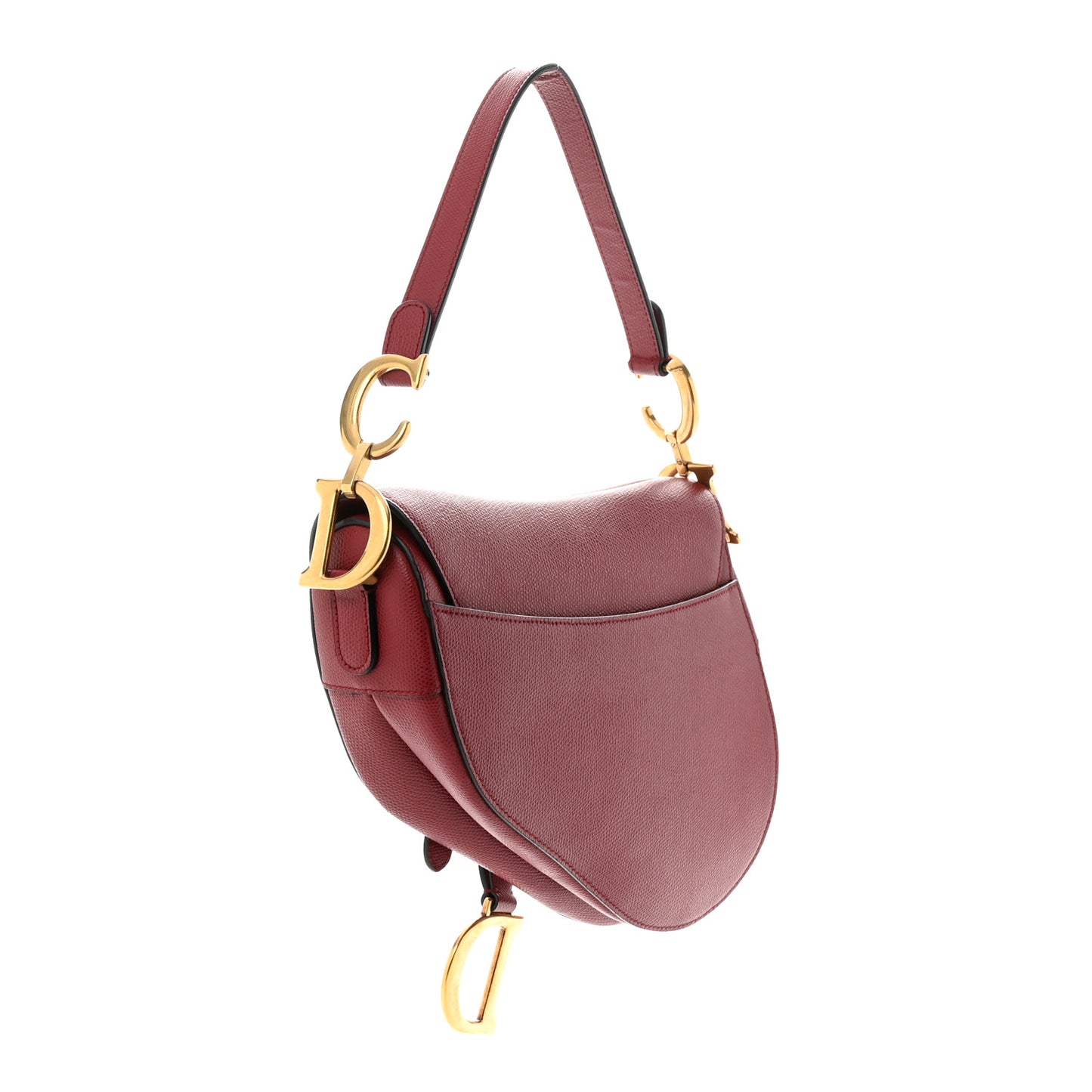 Grained Calfskin Saddle Bag Red