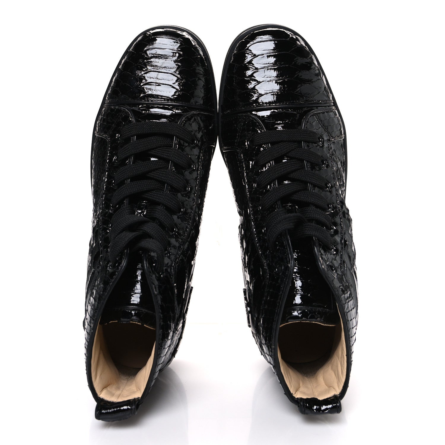 Christian Louboutin Patent Snakeskin Mens Louis Flat Sneakers 40 Black 2 of 11