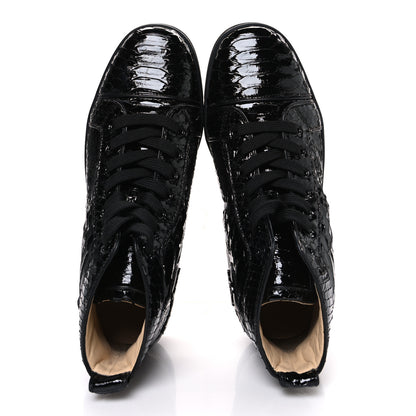 Christian Louboutin Patent Snakeskin Mens Louis Flat Sneakers 40 Black 2 of 11