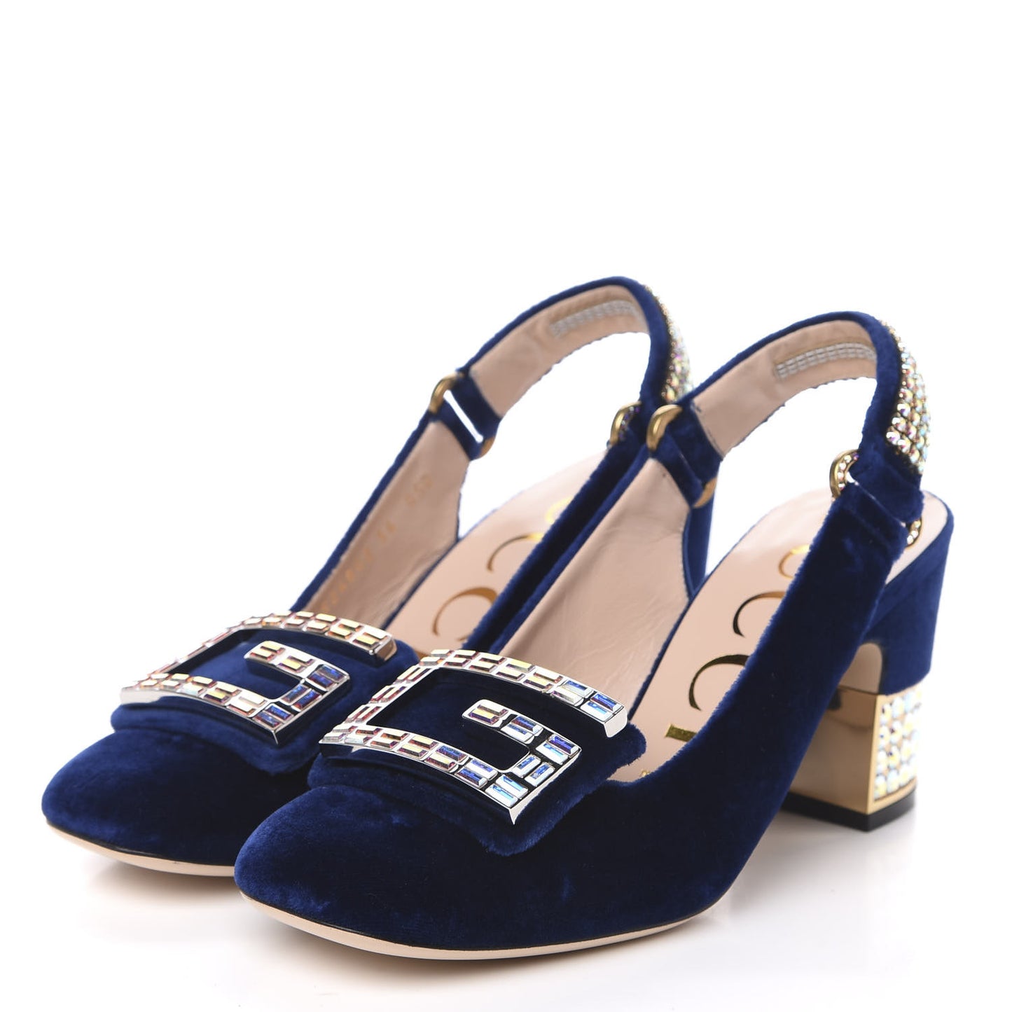 Velvet Crystal Square G Madelyn Slingbacks 36 Cobalt Blue