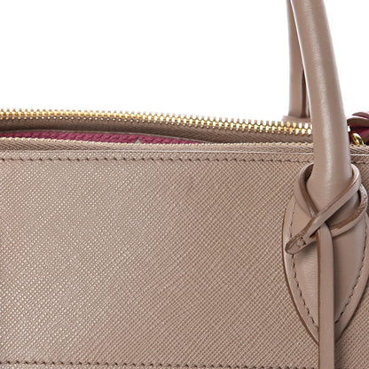 Prada Saffiano City Calfskin Greche Medium Paradigme Bag Cammeo Begonia 13 of 13