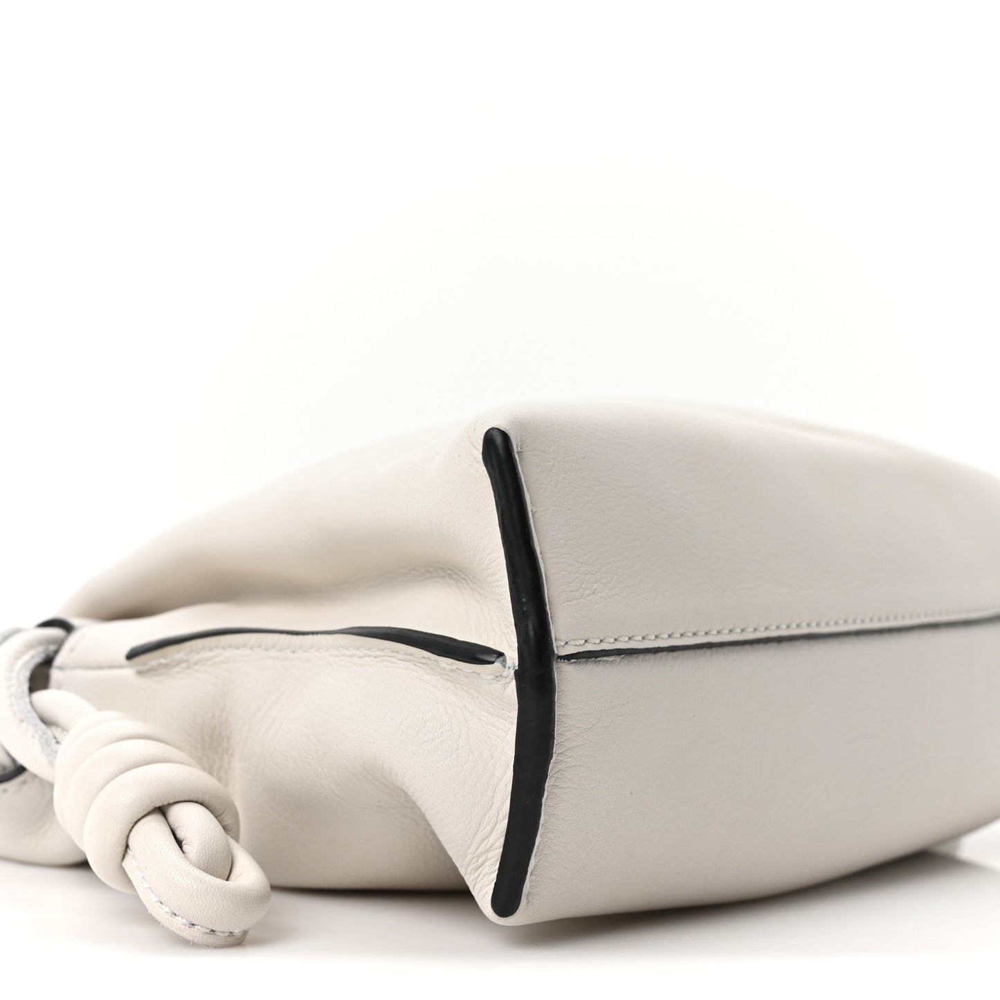 Calfskin Mini Flamenco Knot Clutch Soft White