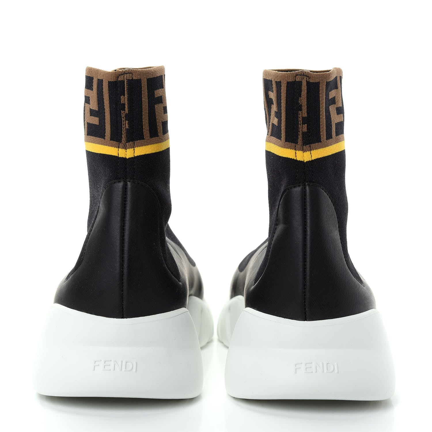 Fendi Jersey FF Mania Mens High Top Sock Sneakers 9.5 Black Tobacco Yema 7 of 11