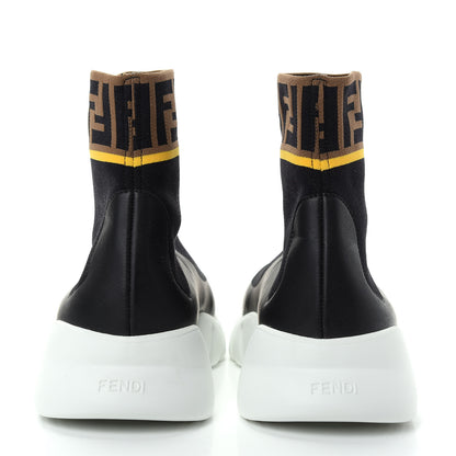 Fendi Jersey FF Mania Mens High Top Sock Sneakers 9.5 Black Tobacco Yema 7 of 11
