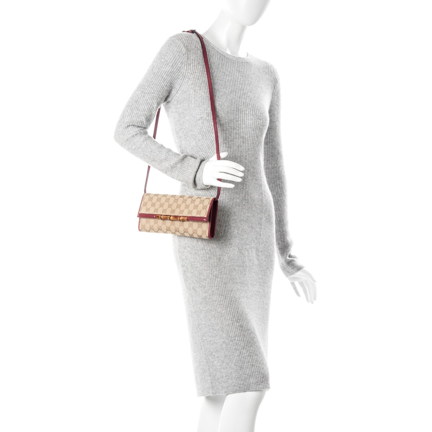 Monogram Bamboo Bar Clutch Red