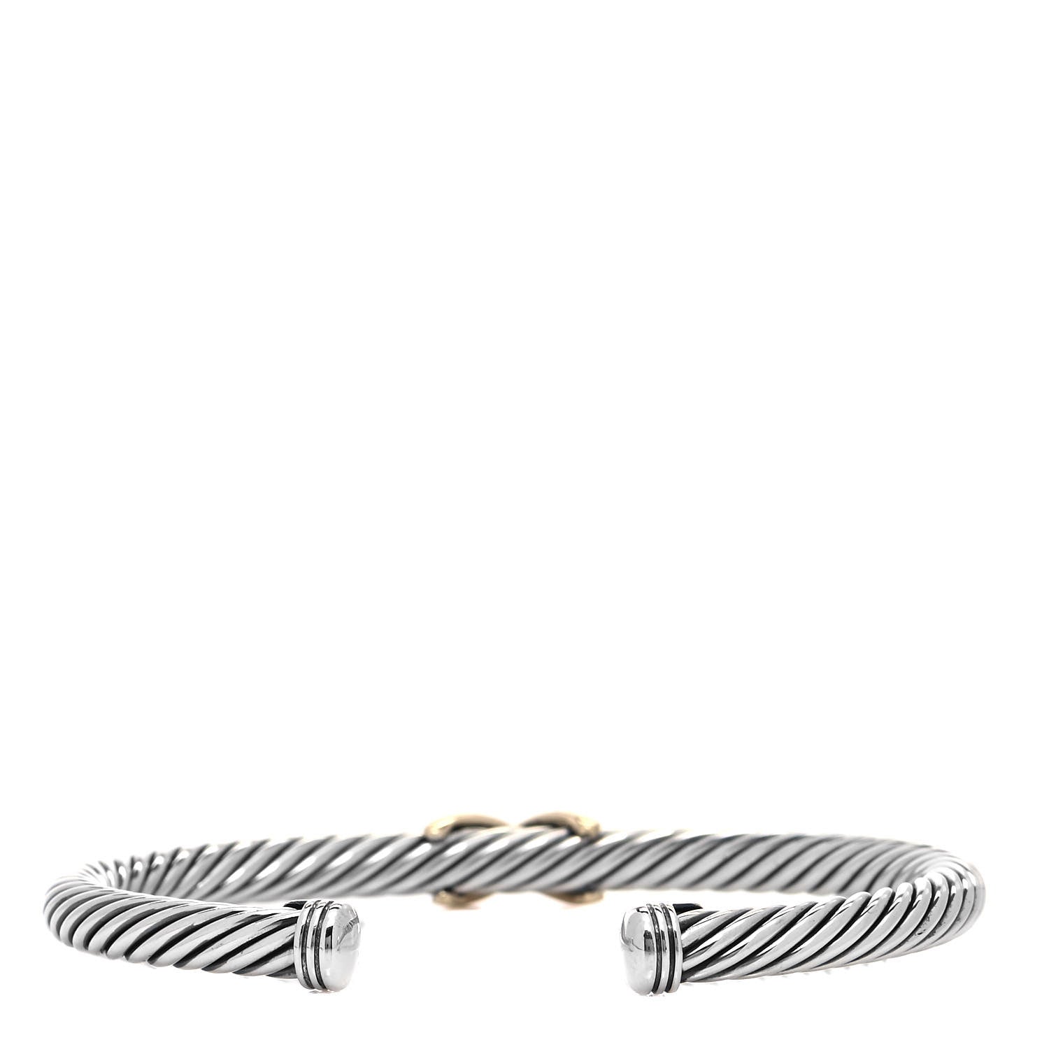 David Yurman Sterling Silver 14K Yellow Gold 5mm X Station Cable Bracelet 3 of 5