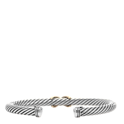 David Yurman Sterling Silver 14K Yellow Gold 5mm X Station Cable Bracelet 3 of 5