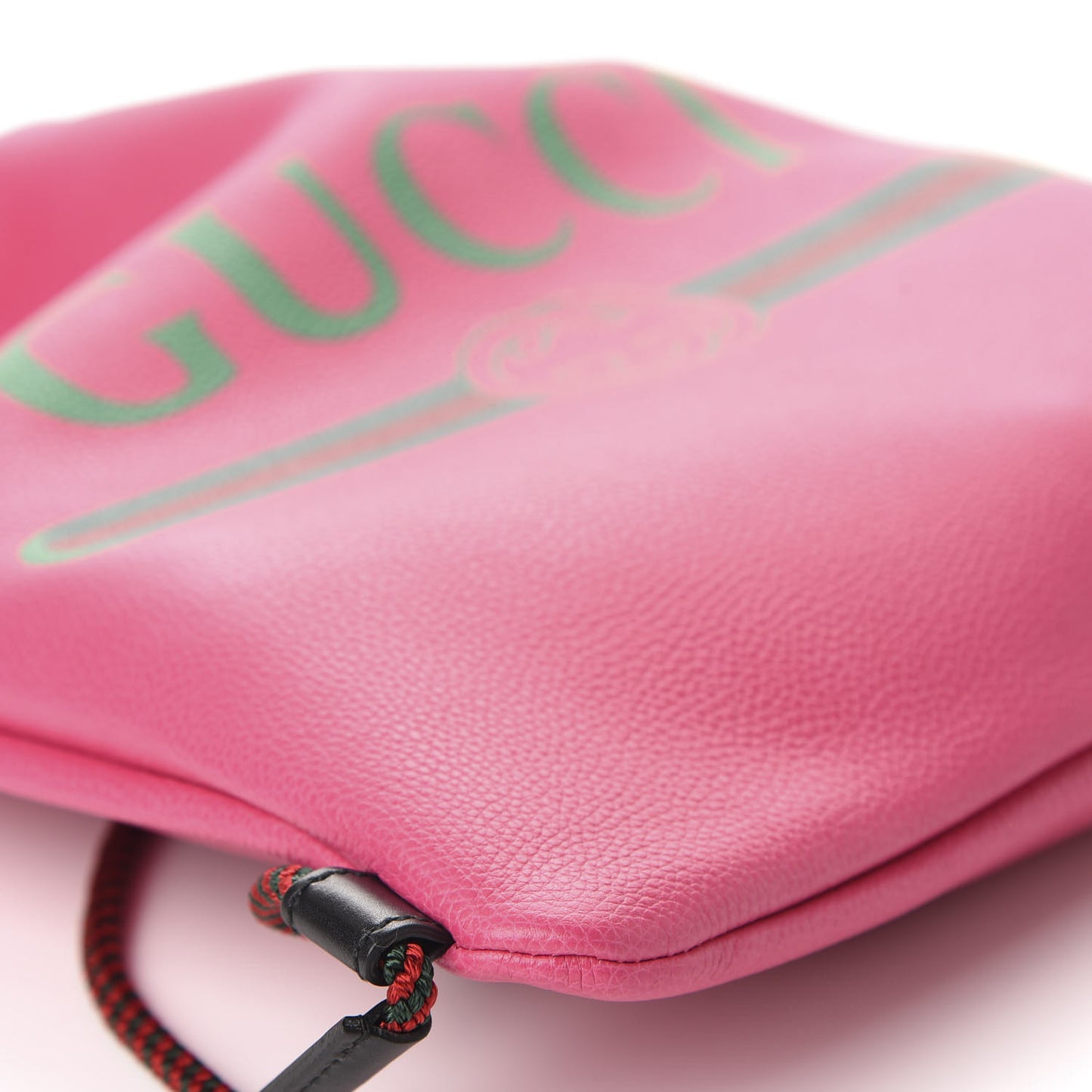 Grained Calfskin Logo Drawstring Backpack Box Pink Green Black