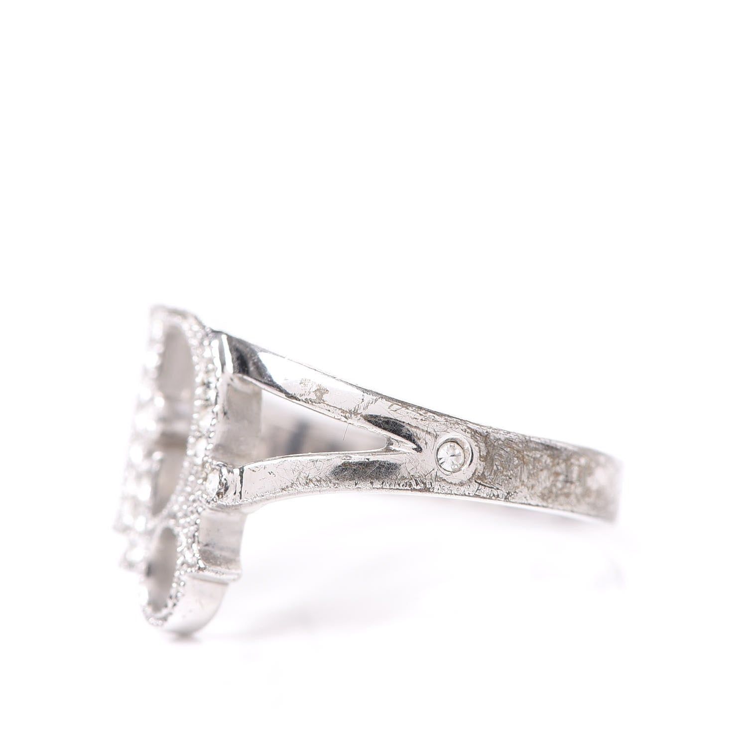 Christian Dior Crystal Logo Ring 5 Silver 3 of 6