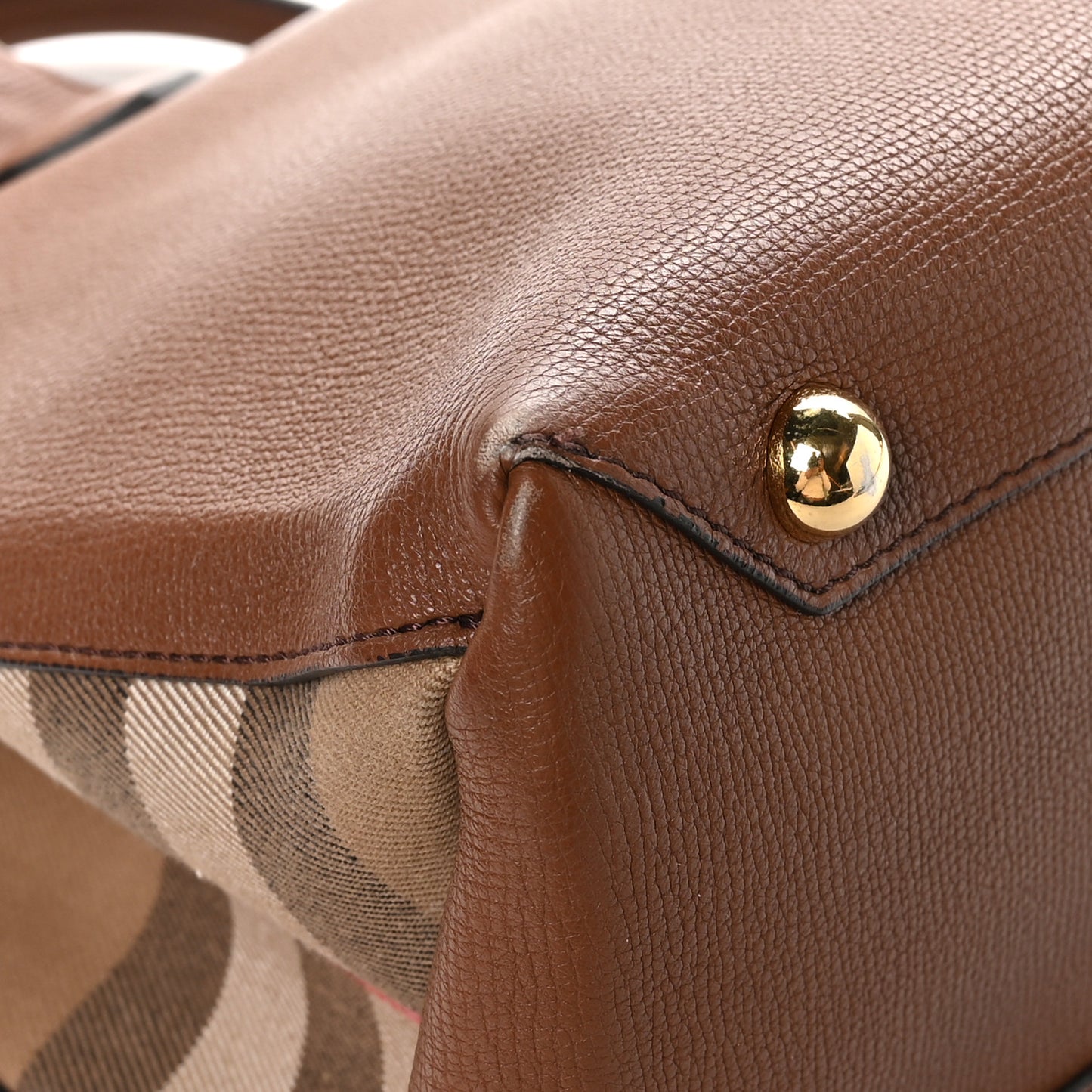 Grainy Calfskin House Check Medium Banner Tote Dark Sand