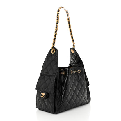 Chanel Shiny Calfskin Quilted Small Chanel 25 Handbag Black 3 of 11
