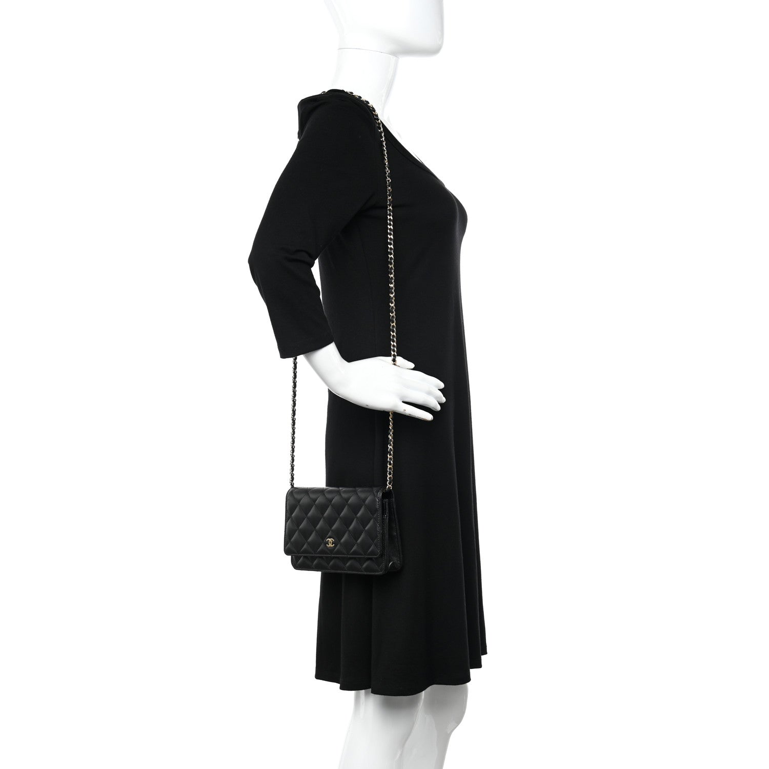 Chanel Lambskin Quilted Wallet On Chain WOC Black 2 of 12