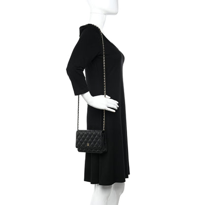Chanel Lambskin Quilted Wallet On Chain WOC Black 2 of 12