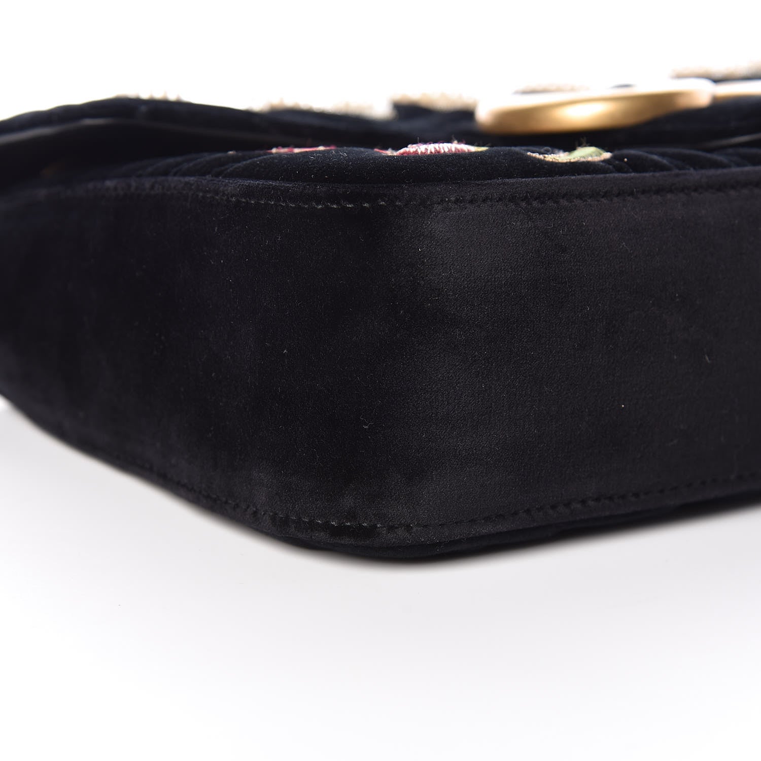 Gucci Velvet Matelasse Loved Embroidered Medium GG Marmont Shoulder Bag Black 5 of 9