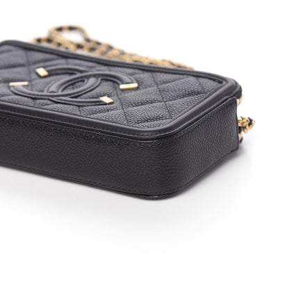 Chanel Caviar Quilted CC Filigree Clutch With Chain Black 13 of 14