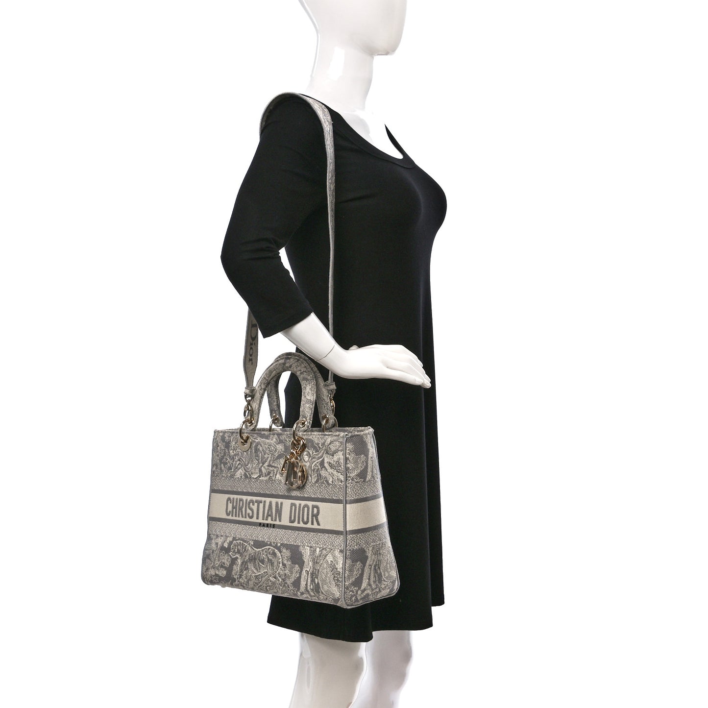 Canvas Toile De Jouy Reverse Embroidered Large Lady D-Lite Grey