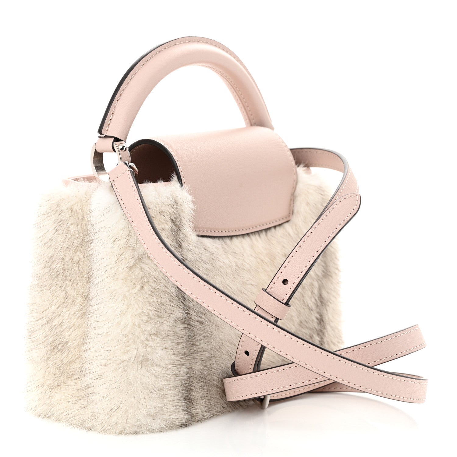 Louis Vuitton Mink Calfskin Goatskin Capucines Mini Silver Snow Grey Rosewater Pink 3 of 10
