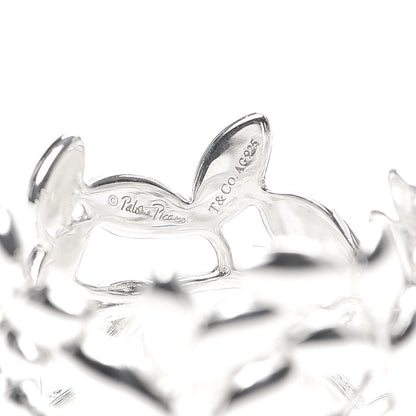 Tiffany Sterling Silver Wide Paloma Picasso Olive Leaf Band Ring 52 6 4 of 5