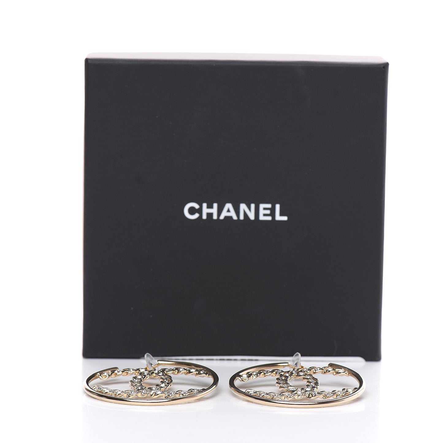 Crystal High Society CC Hoop Earrings Gold
