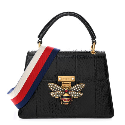 Gucci Snakeskin Sylvie Web Small Queen Margaret Top Handle Bag Black 1 of 12